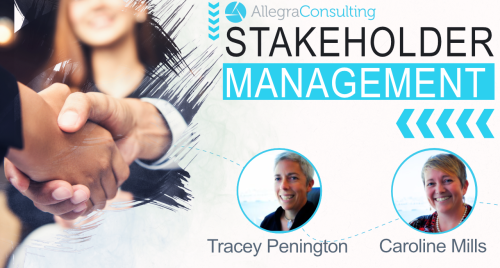 Stakeholder engagement vlog thumbnail with faces of presenters Tracey Penington and Caroline Mills