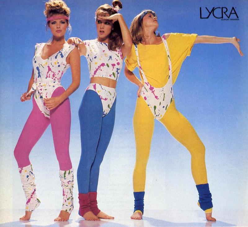 Women dressed in 80's lycra