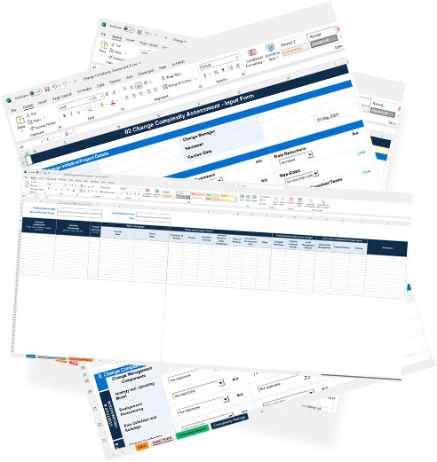 Stacked Excel change management templates